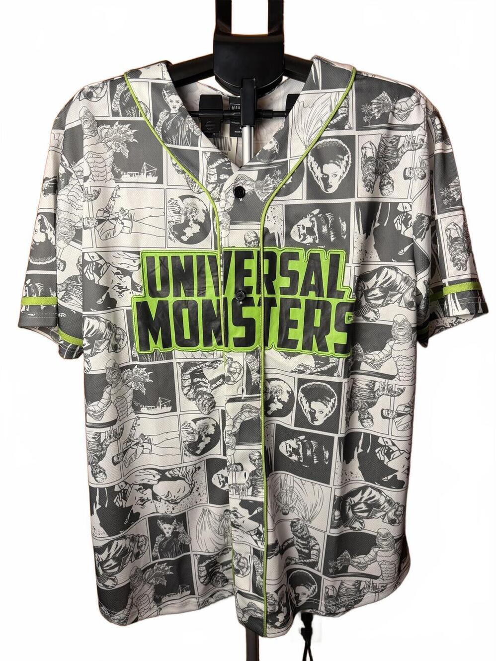 New NWT Hot Topic Universal Monsters Baseball Jersey Shirt ALL OVER sz XL